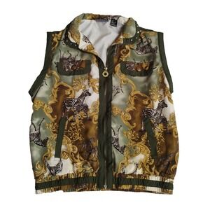Vintage Mureli‎ Womens MEDIUM Polyester Safari Zebra Vest Jacket